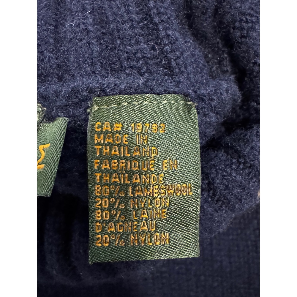 Vintage Timberland Mens Navy Blue Lambswool Blend Striped Turtleneck Sweater M - Picture 11 of 11